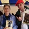 Peter Pero, author of Chicago Italians at Work, and Bonni sell books at Chicago Blues Fest Maxwell Street tent 2010