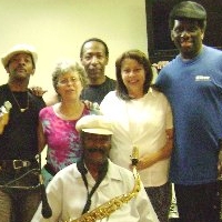 Rock for Kids show July 2009 at La Posada homeless shelter, with director Millie Hernandez and Chicago Blues Teachers: CC Copeland, Abb Locke, West Side Wes, and Killer Ray Allison